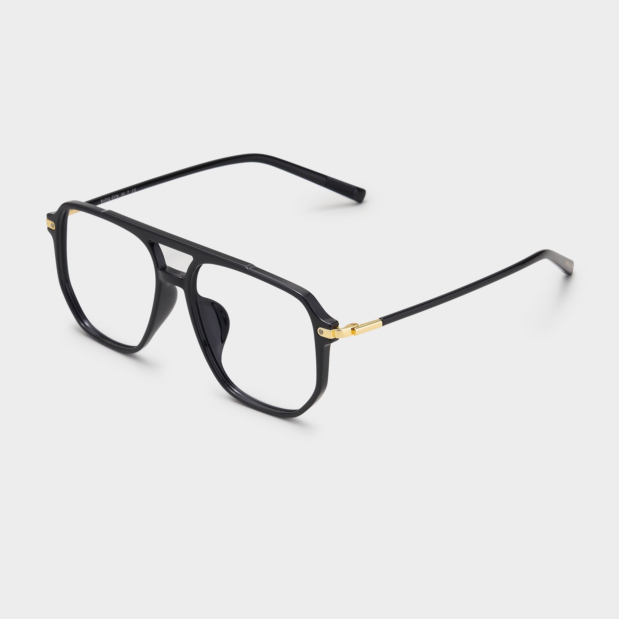 Black with gold temples